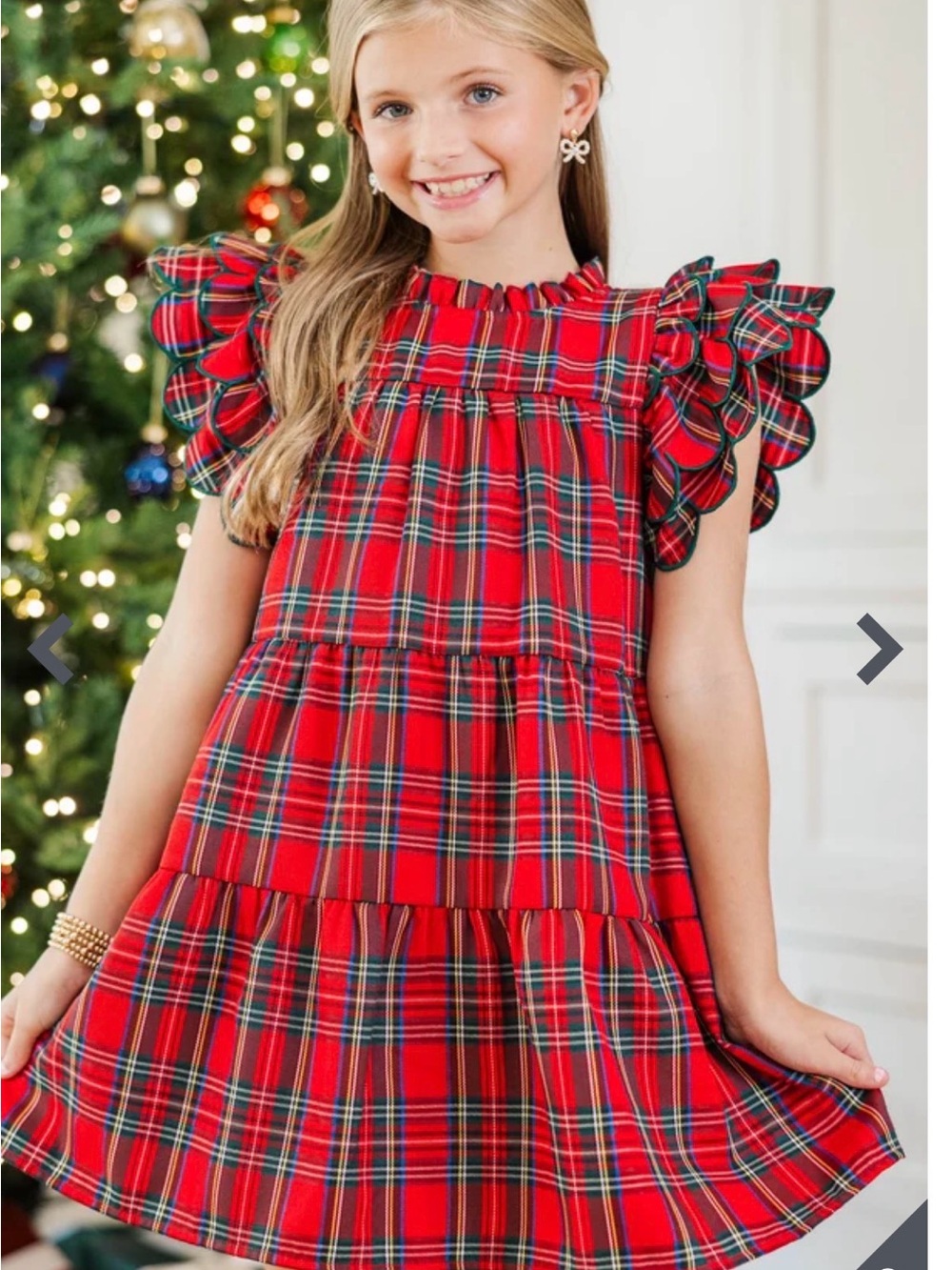 Shop The Mint The Holland Red Plaid Scalloped Dress  Big Girls 12/14